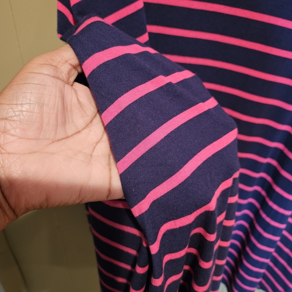 Kenar Navy & Hot Pink Striped Knit Dress Women’s 1X | Soft Stretch - Picture 4 of 5